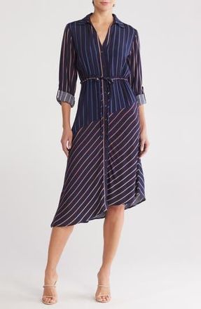Lovestitch Asymmetric Hem Shirt Dress in Navy/Blue at Nordstrom Rack, Size Small