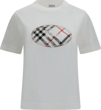 Burberry White Graphic Crew Neck T-Shirt