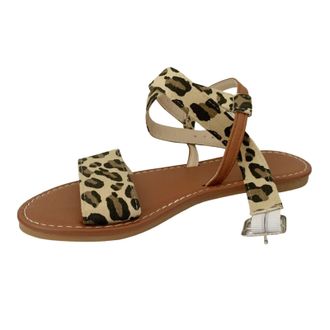 Generic Cocila Platform Sandals Ladies Summer Fashion One Buckle Straps Flat Bottom Soft Comfortable Outside Wear Beach Casual Large Size Gold, 6.5 Sparkly Or