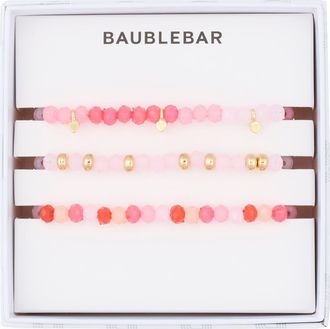 BaubleBar Just Keep Beading Set of 3 Assorted Stretch Bracelets in Pink at Nordstrom Rack