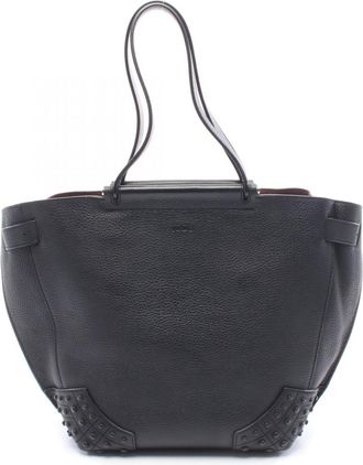 Tod's Black Leather Handbag Tote Bag (Pre-Owned)