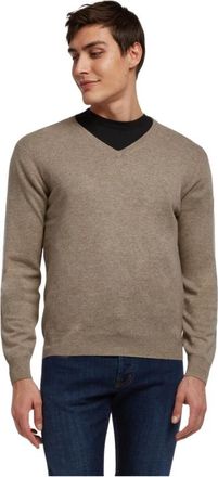 Brooks Brothers Wollen V-hals trui met kasjmier - Heren - V-hals truien - Beige - S - Wol - Truien & Vesten