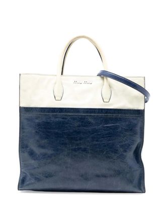 Miu Miu Borsa a tracolla Madras in pelle di capra bicolore 2010 - Blu