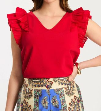 Tyler B&ouml;e Emerson Ruffle Tee In Red