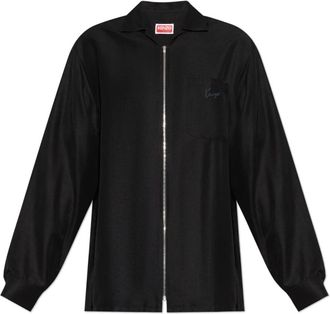Kenzo Signature Zipped Oversized Shirt - Heren - Casual Overhemden - Zwart - 2XL - Overhemden