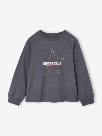 Vertbaudet M&auml;dchen Langarmshirt mit Stern-Motiv aus Nieten tinte