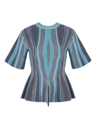 Giorgio Armani jacquard short-sleeve sweater - women - Virgin Wool/Viscose - 42 - Grey