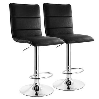Elama 2 Piece Vintage Faux Leather Adjustable Bar Stool in Black at Nordstrom