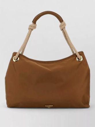 Prada fabric shoulder shopping bag gold tone hardware