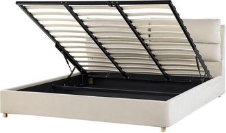 Beliani Beliani - Cama Con Somier De Terciopelo Beige Claro 180 X 200 Cm Almacenaje Batilly