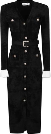 Self Portrait Vestido Midi de Chenilla Tejida - Dresses - Mujer - Negro - L