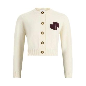 Patou JP Intarsia Cardigan - female - Patou - Cardigans - White - XS - Knitwear