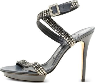 Gina Sandali con cristalli 120mm - Nero