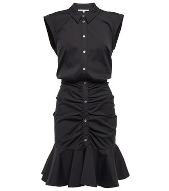 Veronica Beard Bell ruched poplin minidress