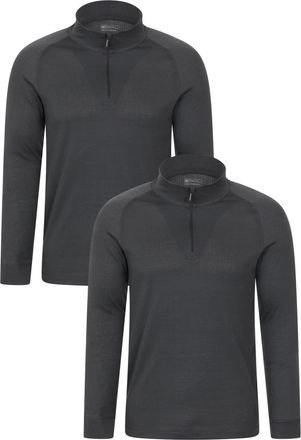 Mountain Warehouse Heren Talus Base Layer Top (Set van 2) (Houtskool)