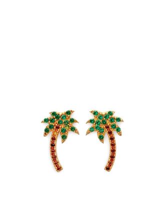 Palm Angels Orecchini Palm Tree con cristalli - Verde