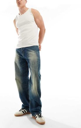Weekday Galaxy loose fit baggy jeans in heavy blue wash