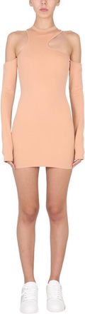 Off-white Brown Round Neck Mini Dress