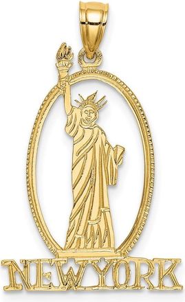 Diamond2Deal 14k Yellow Gold Cut-out NEW YORK Statue of Liberty Charm