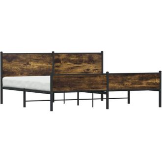 vidaXL Vidaxl - Estructura De Cama Sin Colch&oacute;n Metal Roble Ahumado 193x203 Cm