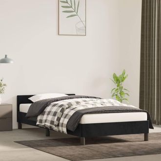 Berkfield Home Bed Frame with Headboard Black 90x190cm Single Velvet