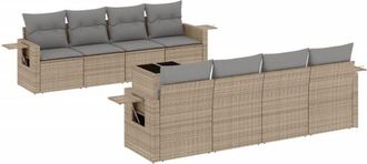 vidaXL Set De Sof&aacute;s De Jard&iacute;n 9 Pzas Con Cojines Rat&aacute;n Sint&eacute;tico Beige Vidaxl