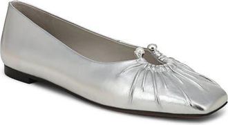 Vince Dany Leather Flat in Silver Metallic at Nordstrom, Size 6.5