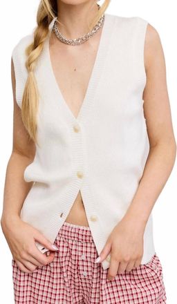 Mimosa Everly Sleveless Cardigan Vest In Off White