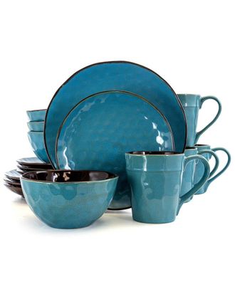 Elama Sea Glass 16pc 3-Tier Stoneware Dinnerware Set