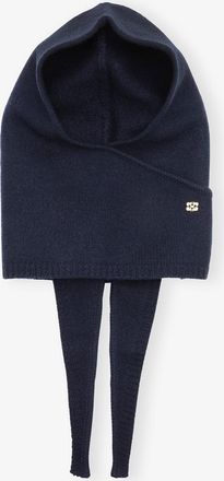 Ganni Blue Wool Balaclava in Sky Captain Womens