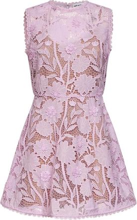 Self Portrait Korte jurk met festonrand - Dames - Korte kleedjes - Roze - XS - Leer - Kleedjes