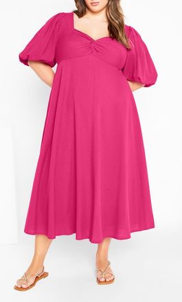 City Chic Hermione Puff Sleeve Empire Waist Maxi Dress in Pink at Nordstrom, Size Xs
