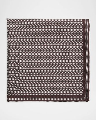 Brunello Cucinelli Men & apos;s Micro-Hexagon Silk Pocket Square
