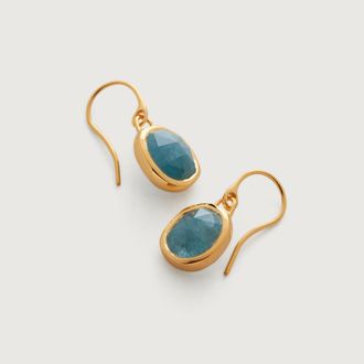 Monica Vinader Siren Aquamarine Wire Earrings, Gold Vermeil on Silver