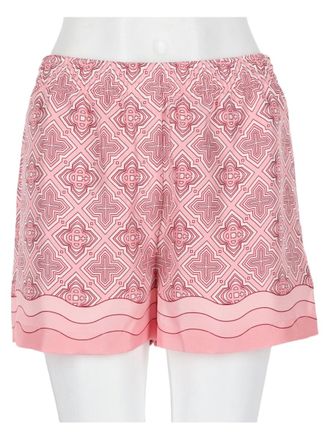 Casablanca Silk Monogram Print Shorts With Wavy Hem Detail