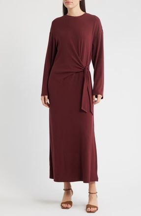 FRNCH Valeriane Long Sleeve Side Tie Dress in Bordeaux at Nordstrom, Size X-Small