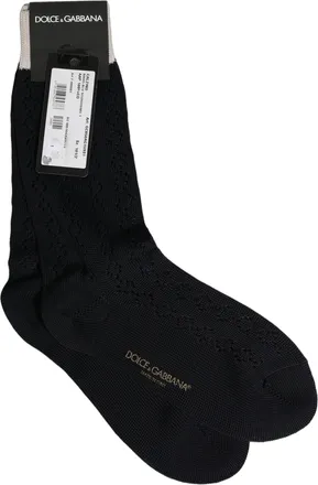 Dolce & Gabbana Pointelle Knit Cotton Socks - Navy