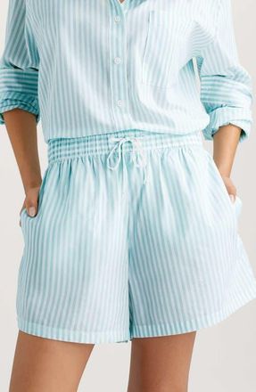 Tommy John Stripe High Waist Woven Sleep Shorts in Clearwater Coastal Stripe at Nordstrom, Size X-Large