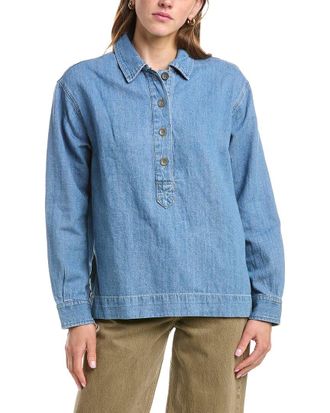 Faherty Denim Oceanview Linen-Blend Top