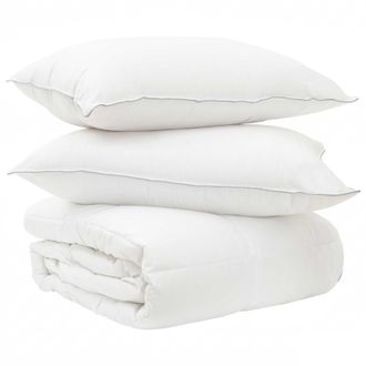 vidaXL Juego De Edred&oacute;n Con Almohada 2 Pcs Blanco Fibra De Bamb&uacute; Vidaxl
