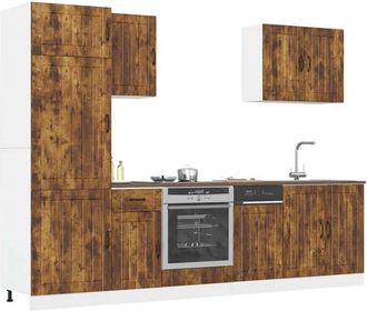 vidaXL Vidaxl - Mueble Cocina Lucca Roble Ahumado 7 Pzas Madera Contrachapada