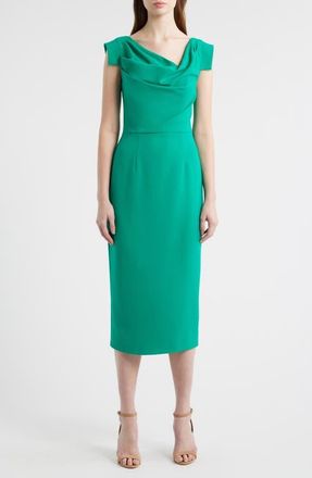 Black Halo Jacqueline Midi Gabardine Sheath Dress in Agave Green at Nordstrom, Size 10