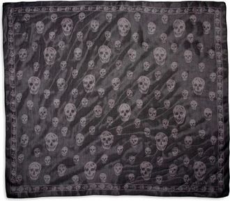 Alexander McQueen Skull Print Silk Scarf in Black/Dark Grey at Nordstrom