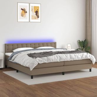 vidaXL Vidaxl - Cama Box Spring Colch&oacute;n Y Luces Led Tela Gris Taupe 200x200 Cm