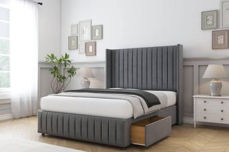 Comfort Beds Chester Coniston Divan Base 2 Drawers - 54 Wingback-Footboard in Dark Grey | Size: King