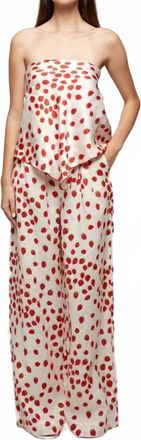 S/W/F Strapless Satin Top In Strawberry Print