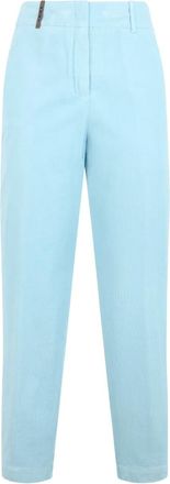 PESERICO welt-pockets high-waisted trousers - women - Cotton/Polyester - 42 - Blue