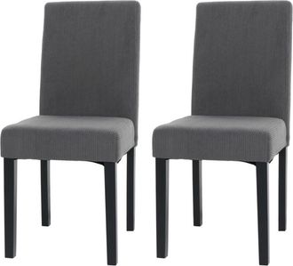 Hhg Lote De 2 Sillas De Comedor Littau, Silla De Cocina Respaldo Alto, Tela/textil Cuerda Madera, Gris Oscuro, Patas Oscuras