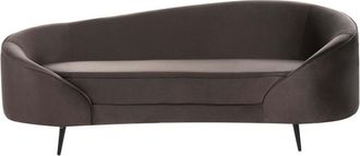 Beliani Sofa Dark Brown Velvet Glamour Curved Retro Styled 2 Seater with Gold Metallic Legs SAVAR