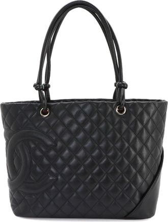 Chanel Black Leather Handbag Tote Bag (Pre-Owned)